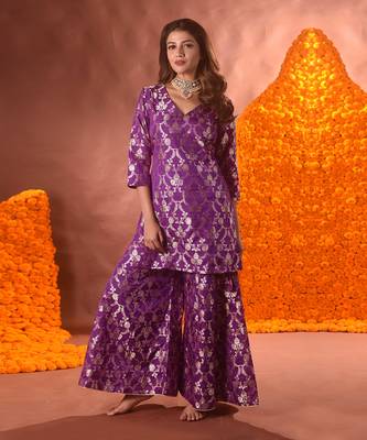 Purple sharara kurta set 1