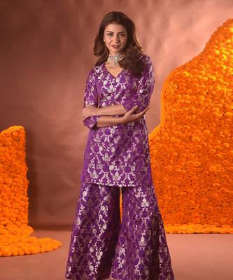 Purple sharara kurta set 2