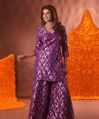 Purple sharara kurta set 3