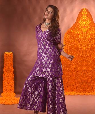 Purple sharara kurta set 4