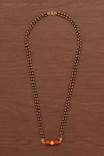 Black beads mangalsutra/daremani MEDIUM length 24" with GSB tali one gram gold