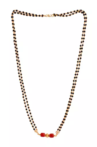 Black beads mangalsutra/daremani MEDIUM length 24" with GSB tali one gram gold