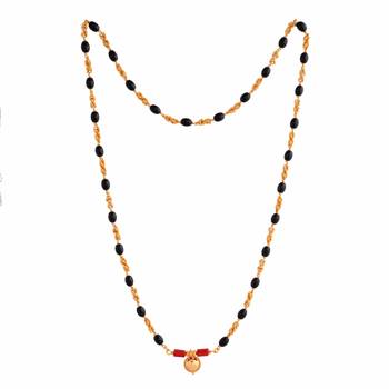 Golden 2+1 brahmamudi LONG mangalsutra with single vati one gram gold 3