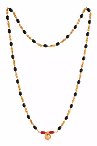Golden 2+1 brahmamudi LONG mangalsutra with single vati one gram gold