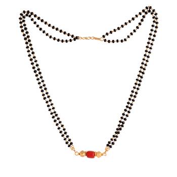Black beads mangalsutra SHORT 18" one gram gold 3