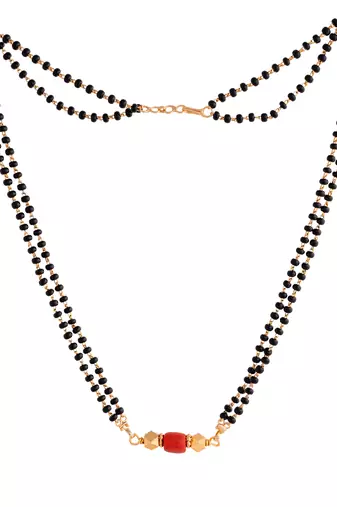 Black beads mangalsutra SHORT 18" one gram gold