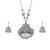 Fashionable silver plated german oxidized peacock pendant with long chain handcrafted necklace set for women & girls