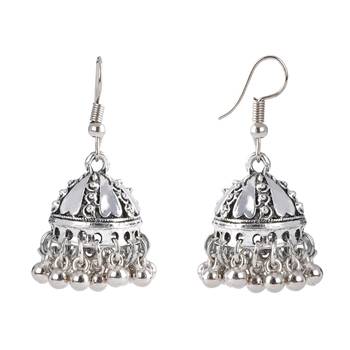 Fashionable silver plated german oxidized peacock pendant with long chain handcrafted necklace set for women & girls 3