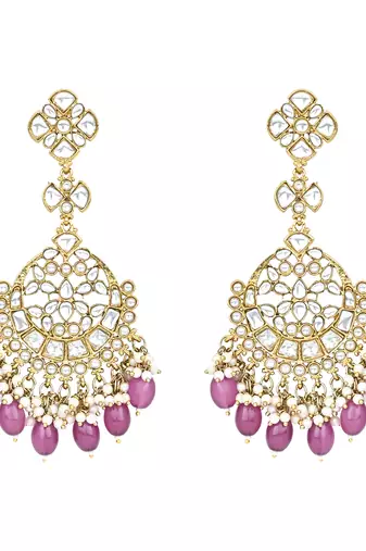 Traditional Kundan Pearl Chandbali Earrings For Women And Girls 