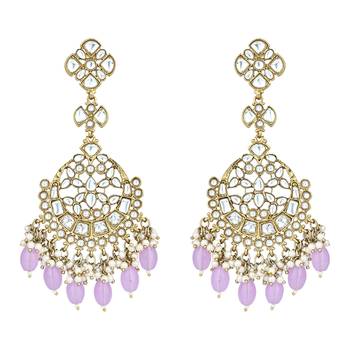 Traditional Kundan Pearl Chandbali Earrings For Women And Girls  6