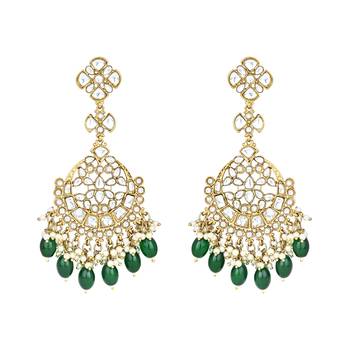 I Jewel Traditional Kundan Pearl Chandbali Earrings For Women And Girls  6