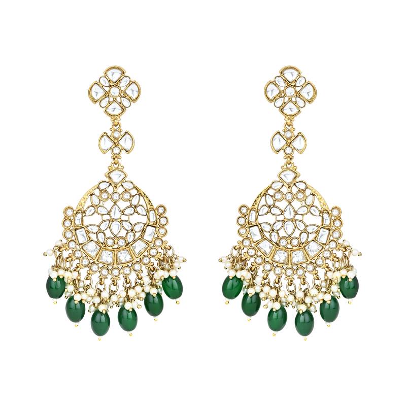 I Jewel Traditional Kundan Pearl Chandbali Earrings For Women And Girls 