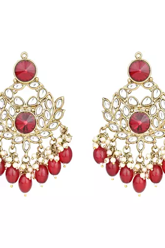 Traditional Kundan Pearl Chandbali Earrings For Women And Girls 