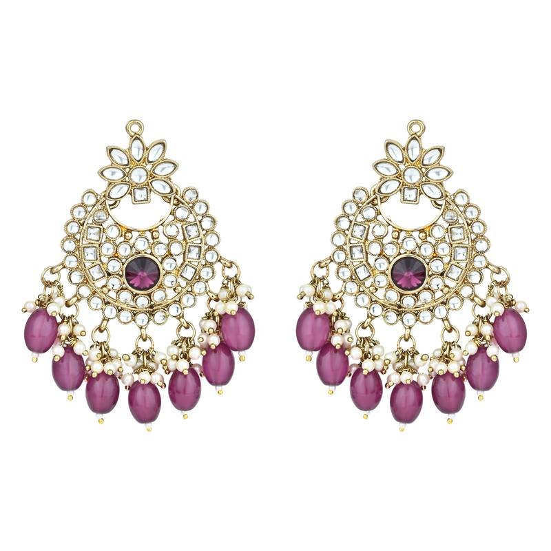 Traditional Kundan Pearl Chandbali Earrings For Women And Girls 