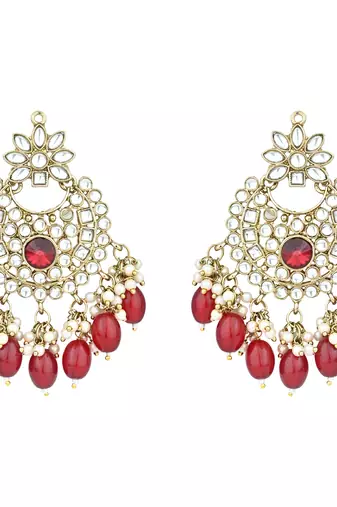 Traditional Kundan Pearl Chandbali Earrings For Women And Girls 