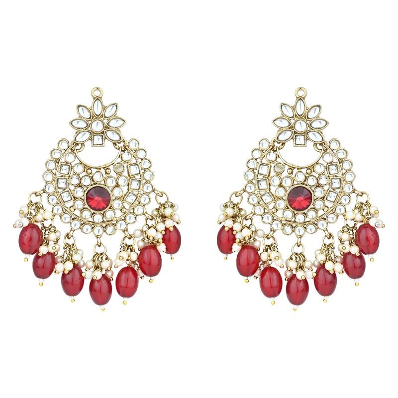 Traditional Kundan Pearl Chandbali Earrings For Women And Girls 