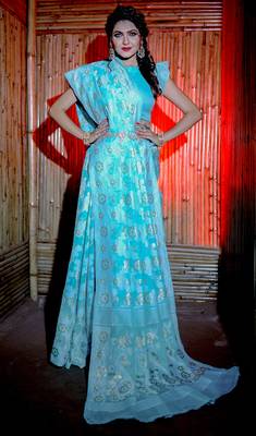 Rama Cotton Jamdani Sarees With Blouse 2