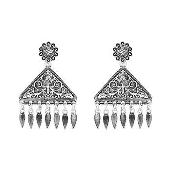 Navratri Ethnic Silver Oxidized Afghani Style Trending Earrings For Women & Girls  4