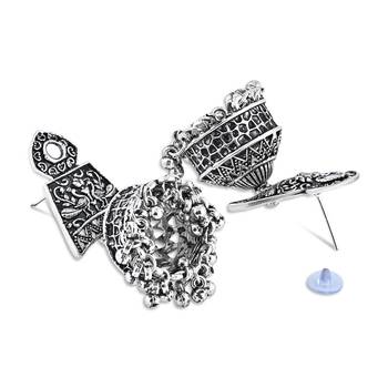 Navratri Ethnic Silver Oxidised Afghani Style Trending Jhumka Earrings For Women & Girls  3