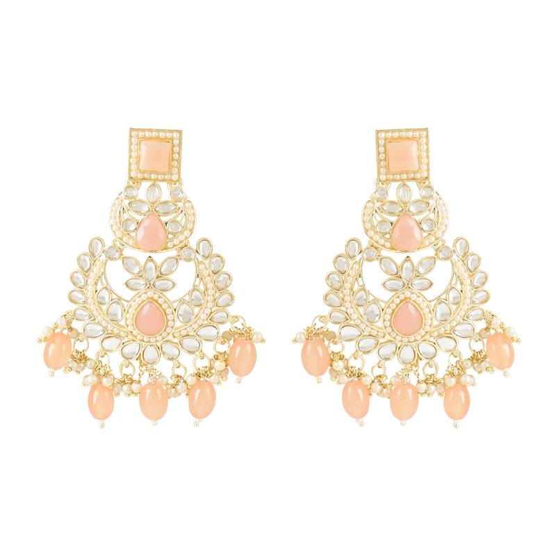 Traditional Kundan Pearl Chandbali Earrings For Women/Girls (E3135Pe)