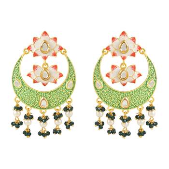 Traditional Handcrafted Meenakari Pearl Kundan Beaded Chandbali Earring For Women & Gilrs  5