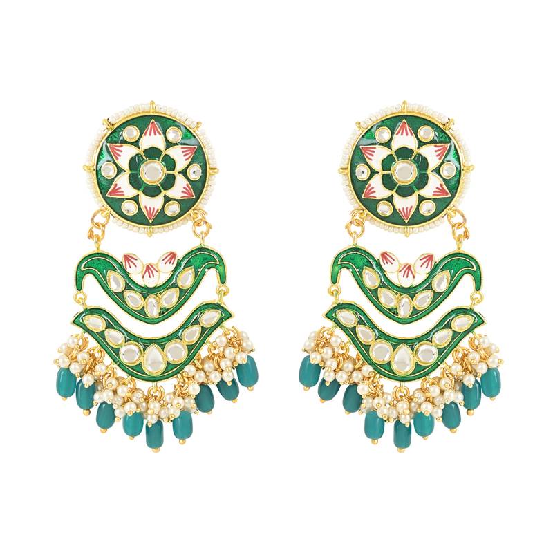 Traditional Handcrafted Meenakari Pearl Kundan Beaded Earring For Women & Gilrs 