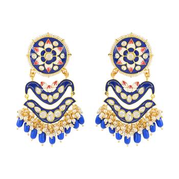Traditional Handcrafted Meenakari Pearl Kundan Beaded Earring For Women & Gilrs (E3133Bl) 5