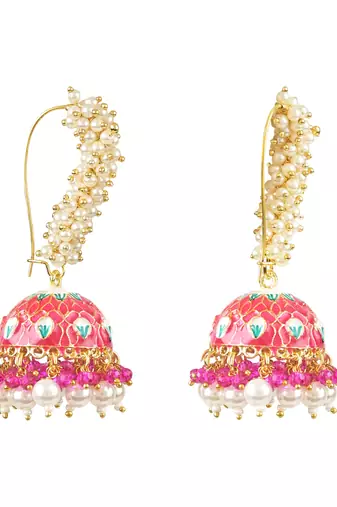 Traditional Meenakari Handcrafted Pearl Jhumki Earrings For Women & Girls (E3130Q)