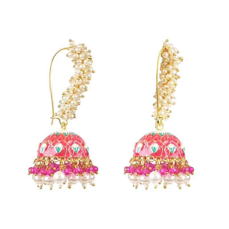 Traditional Meenakari Handcrafted Pearl Jhumki Earrings For Women & Girls (E3130Q)