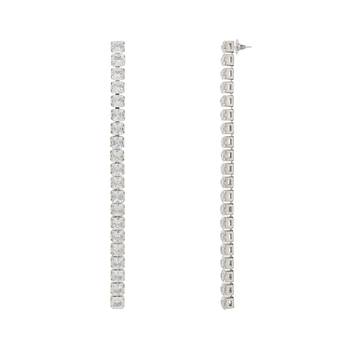 Sparkling Glamorous Silver Plated CZ and American Diamond Tassel Drop Fashionable Earrings for Women/Girls 4
