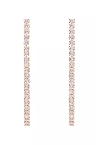 Sparkling Glamorous Rose Gold Plated CZ and American Diamond Tassel Drop Fashionable Earrings