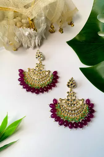 Traditional Kundan Pearl Chandbali Earrings For Women And Girls 