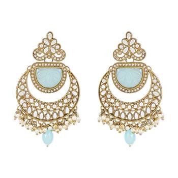 Traditional Pearl Kundan Stone Studded Chandbali Earring For Women/Girls  6