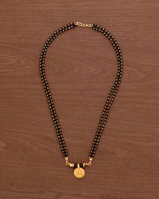 Black beads mangalsutra with Laxmi vati SHORT 18" one gram gold 2