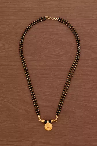Black beads mangalsutra with Laxmi vati SHORT 18" one gram gold
