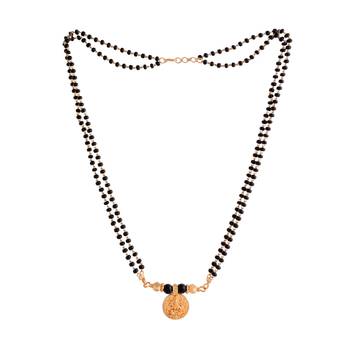 Black beads mangalsutra with Laxmi vati SHORT 18" one gram gold 3