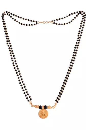 Black beads mangalsutra with Laxmi vati SHORT 18" one gram gold