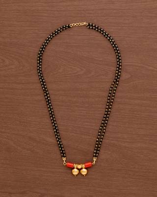 Black beads mangalsutra SHORT 18" with double vati pendant one gram gold 2