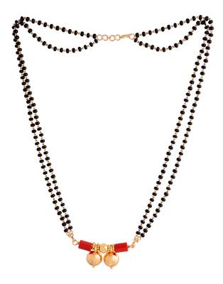 Black beads mangalsutra SHORT 18" with double vati pendant one gram gold 3