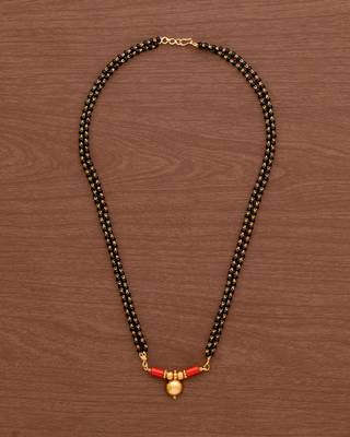 Black beads mangalsutra SHORT 18" with single vati pendant one gram gold 2