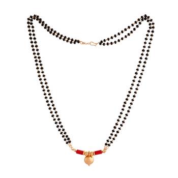 Black beads mangalsutra SHORT 18" with single vati pendant one gram gold 3