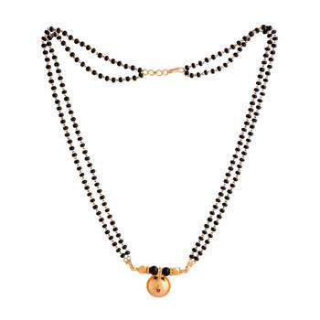 Black beads mangalsutra SHORT 18" with single ruby stone vati one gram gold 3