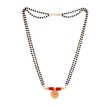Black beads mangalsutra SHORT 18" with big Single vati one gram gold 3