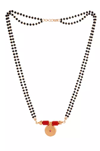 Black beads mangalsutra SHORT 18" with big Single vati one gram gold