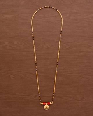 Golden box chain and black beads mangalsutra karimani LONG 30" with big single vati  one gram gold 2