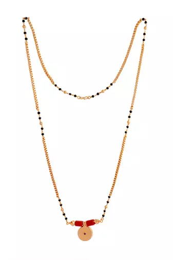 Golden box chain and black beads mangalsutra karimani LONG 30" with big single vati  one gram gold