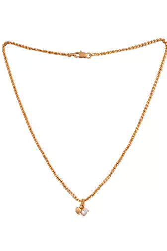 Golden short chain 16" with big diamond pendant one gram gold