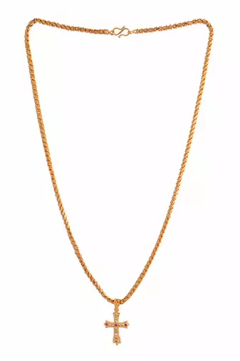 golden chain with cross pendant – medium length, 1 gram gold