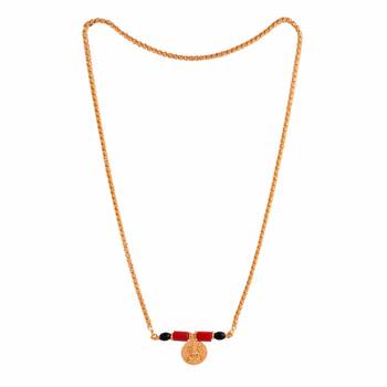 Golden chain mangalsutra with big Laxmi vati Medium length one gram gold 3