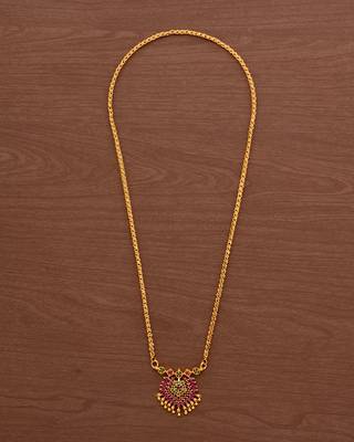 Golden chain with ruby pendant MEDIUM length one gram gold 2